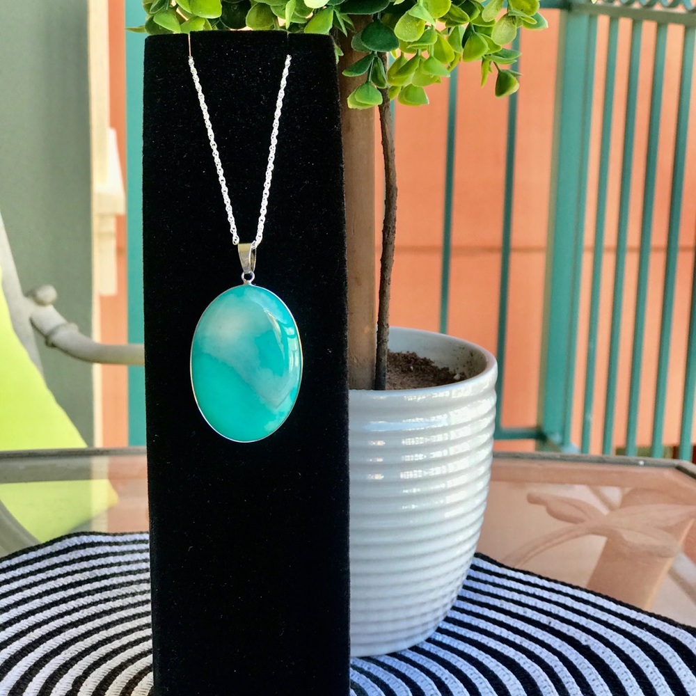 ✅NEW✅ Polished Turquoise Agate pendant Necklace